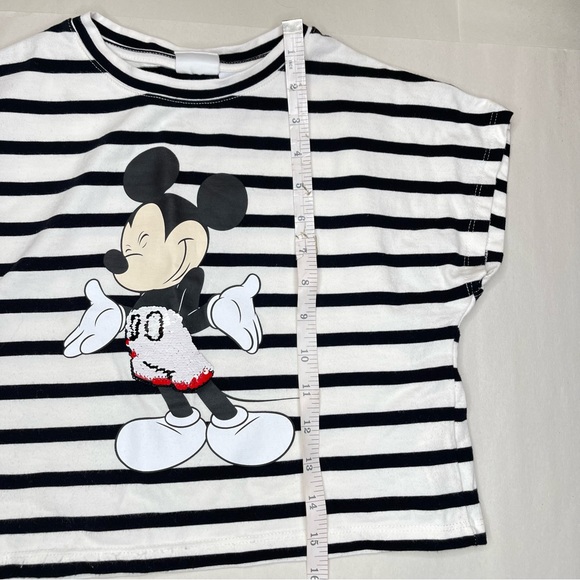 Zara Disney and Friends Mickey Black and White Striped Crop Size 8 - Picture 7 of 7